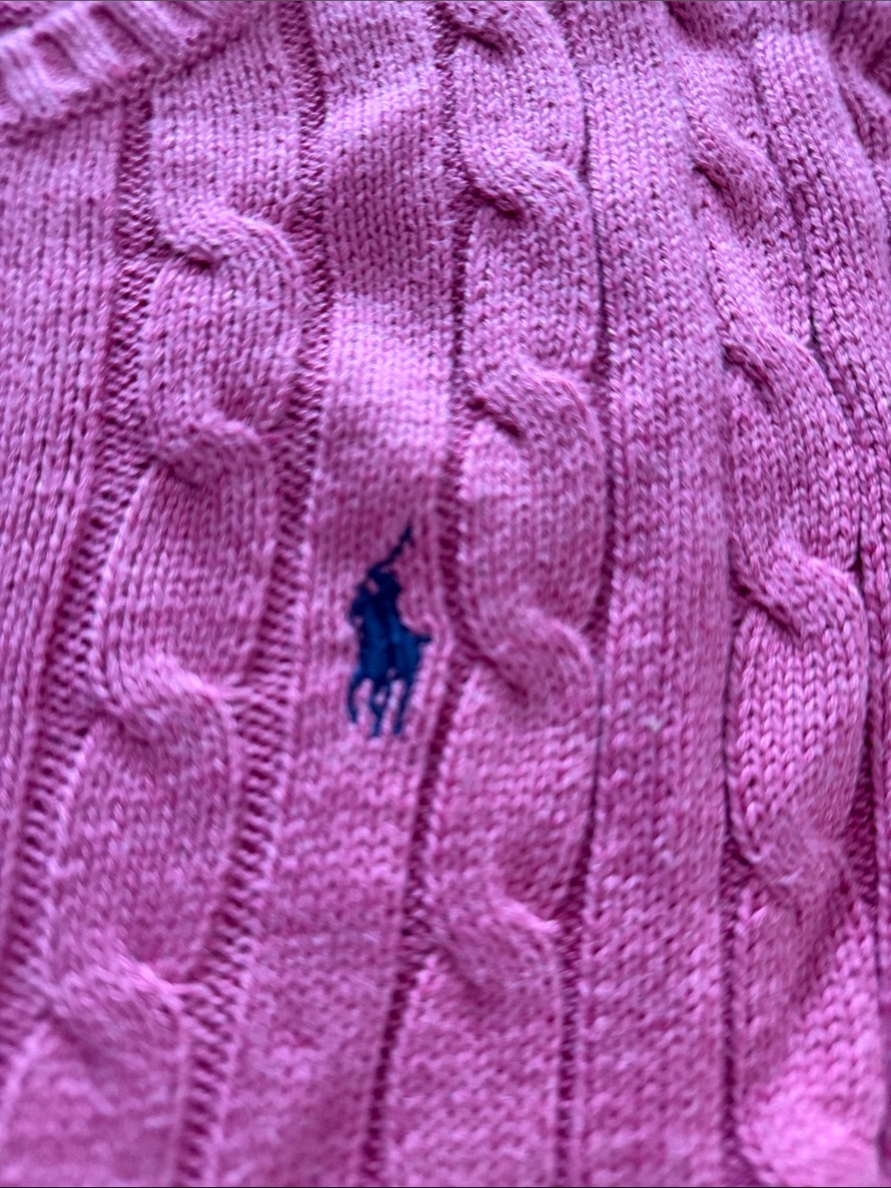 Polo Ralph Lauren Pink Cableknit Cotton Crewneck Sweater Sz L - Picture 3 of 7